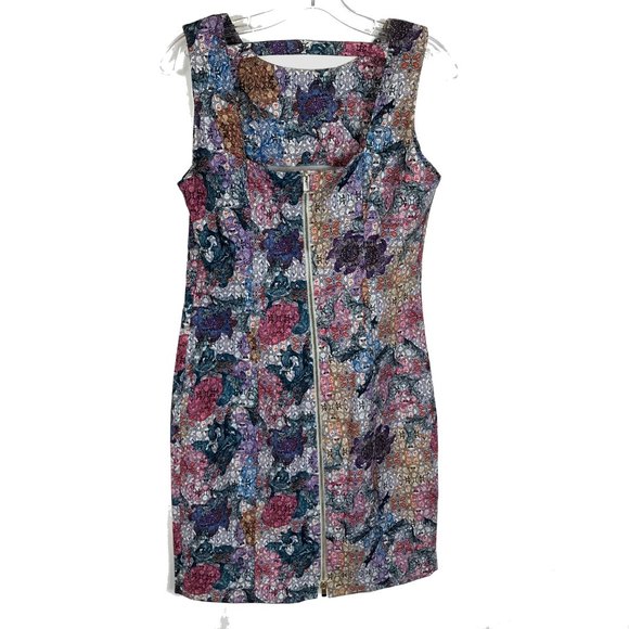 NWT Womens Size 10 H&M Multicolor Floral Mosiac Print Fitted Bodycon Dress - Picture 3 of 4